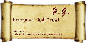 Hronyecz Györgyi névjegykártya